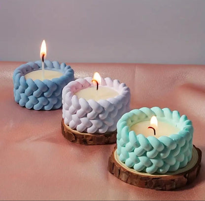 braid crafted  mini candle