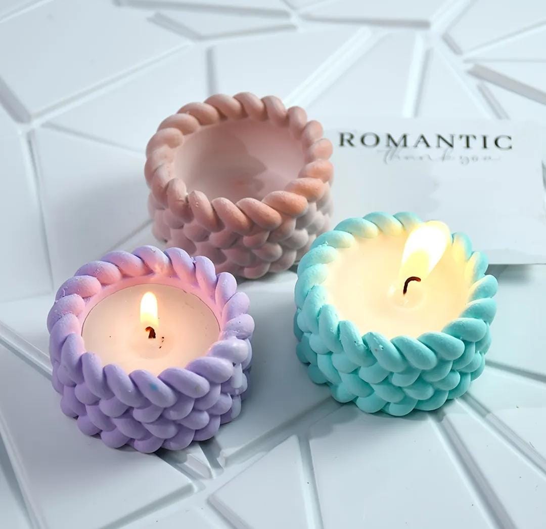 braid crafted  mini candle